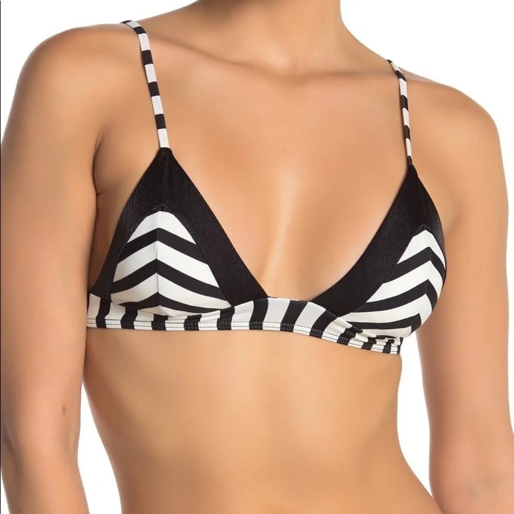 Amuse Society Helen Striped Triangle Bikini Top XS